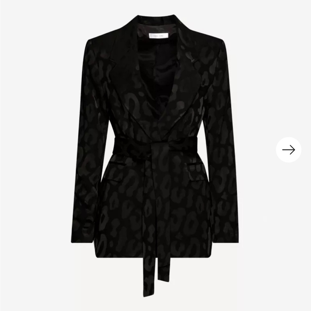 Anine Bing Tate Tie-Belt Printed Blazer